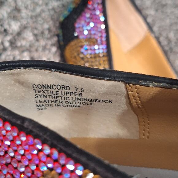 Steve Madden Conncord Multi-Color Rhinestone 7.5 Studded Loafer Jeweled Flats - Picture 8 of 8